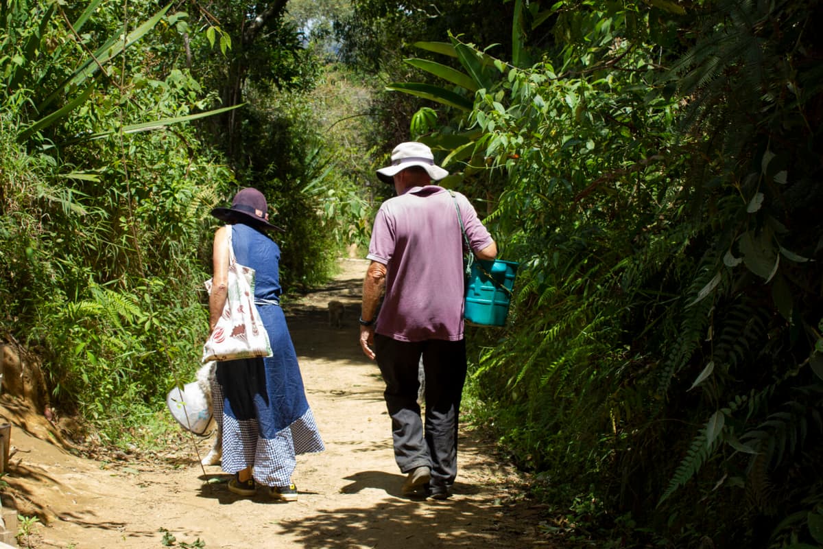 Timothy and Cris, owners of Finca Don Eduardo, hosting a private coffee tour